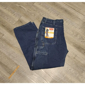 NWT Wrangler Mens 38x32 carpenter flex Fit Tech Pocket Cargo Pants Blue Jean